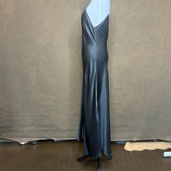 Victoria’s Secret 100% Silk Slip Dress Black Maxi 90s Vintage Bias Cut Size L - Picture 6 of 10